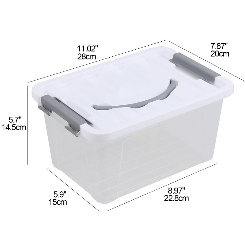 Ramddy Small Plastic Storage Container Pack of 6, 5 L Clear Latching Storage Box with White Lid and Grey Handleï¼Œ F - Image 5
